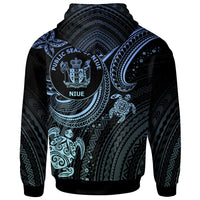 Niue Custom Zip up Hoodie Blue Turtle - Polynesian Pride