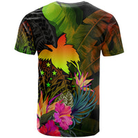 Papua New Guinea Polynesian T Shirt Hibiscus and Banana Leaves - Polynesian Pride