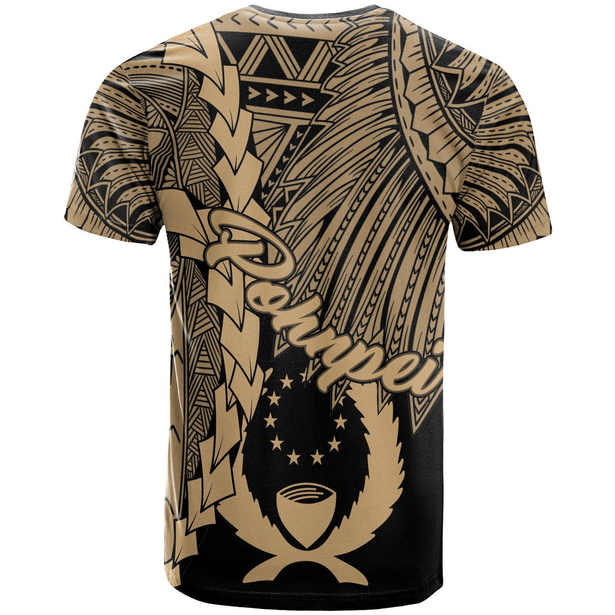Pohnpei Micronesia T Shirt Tribal Wave Tattoo Gold - Polynesian Pride