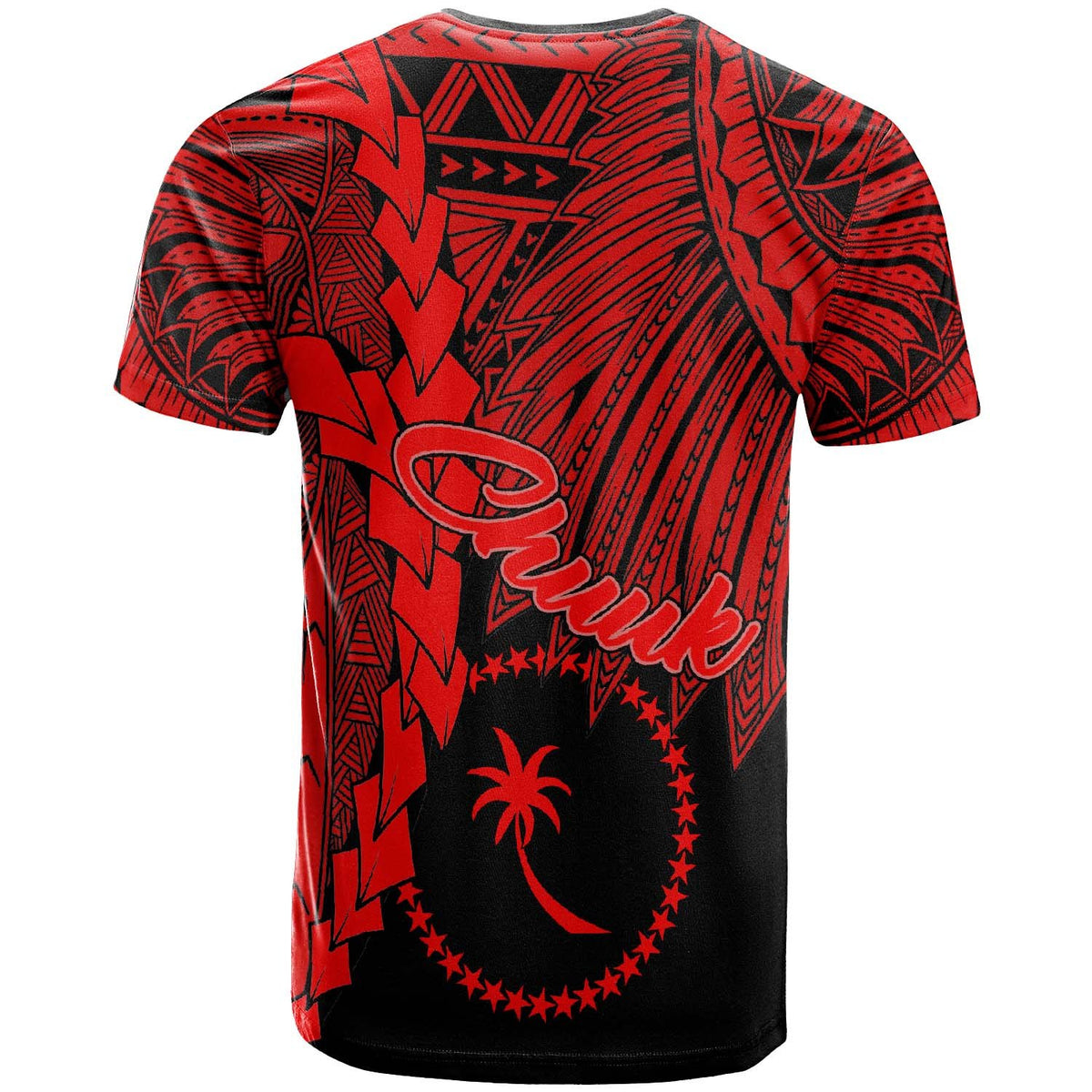 Chuuk Micronesia T Shirt Tribal Wave Tattoo Red - Polynesian Pride
