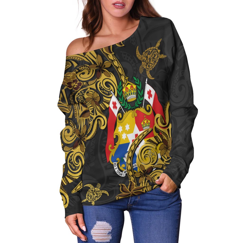 Tonga Women's Off Shoulder Sweaters - Abstract Style - Polynesian Pride