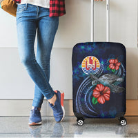 Tahiti Polynesian Luggage Cover - Blue Turtle Hibiscus - Polynesian Pride