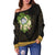 Marshall Islands Women's Off Shoulder Sweater - Polynesian Gold Patterns Collection - Polynesian Pride