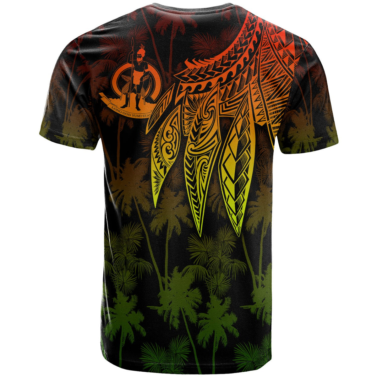 Vanuatu Custom T Shirt Polynesian Wings (Reggae) - Polynesian Pride