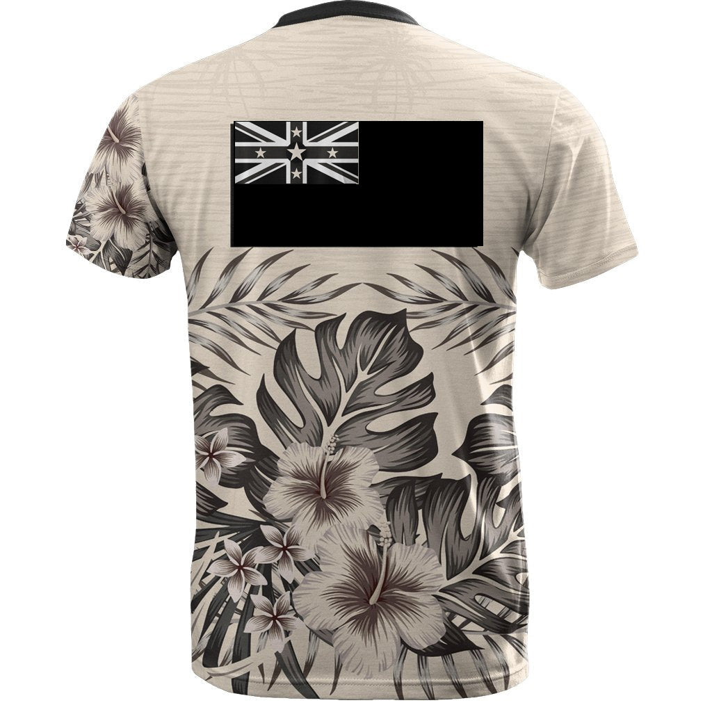 Niue T Shirt Niue Flag Beige Hibiscus Ver2 - Polynesian Pride