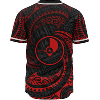 Yap Polynesian Baseball Shirt - Red Tribal Wave - Polynesian Pride