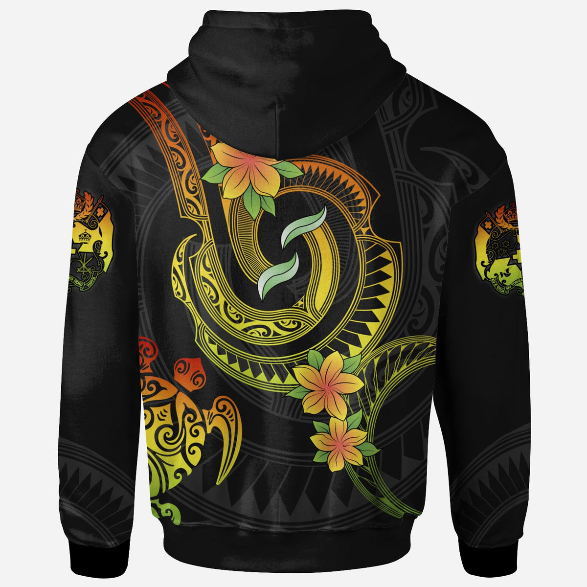 Tonga Custom Zip up Hoodie Reggae Plumeria Flowers with Spiral Patterns - Polynesian Pride