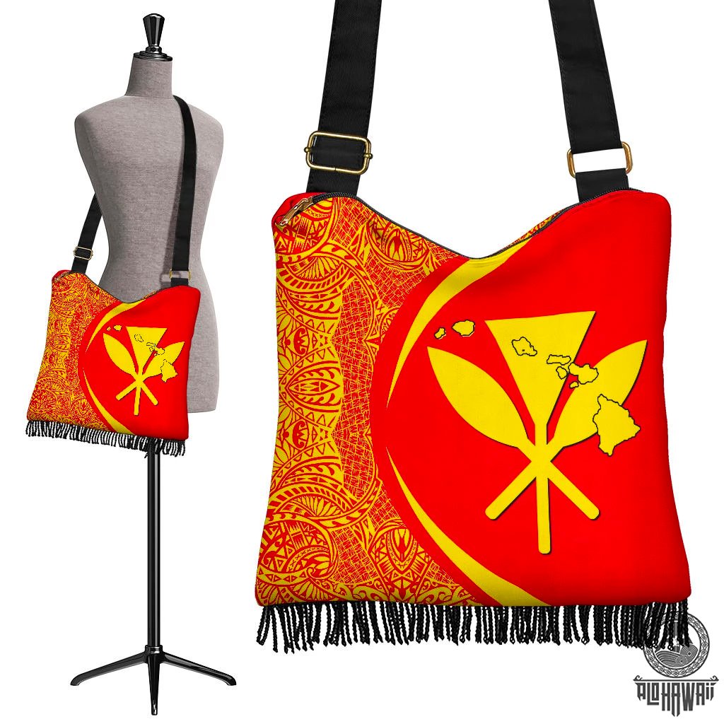 Hawaii Crossbody Boho Handbag Kanaka Polynesian - Circle Style Red And Yellow Crossbody Boho Handbag - Hawaii Crossbody Boho Handbag Kanaka Polynesian - Circle Style Red And Yellow - AH - J71 One Size Red - Polynesian Pride