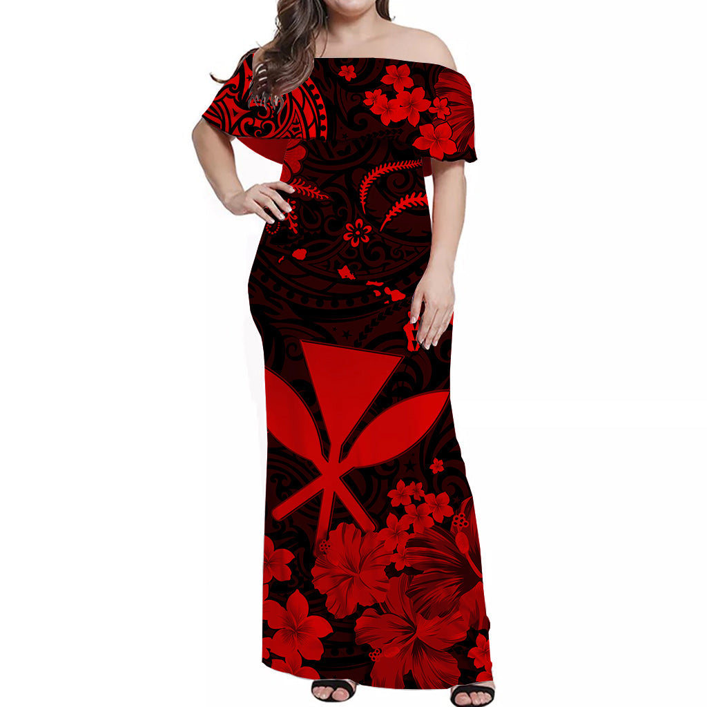 Hawaii Matching Polynesia Red Kanaka Maoli Dress and Hawaiian Shirt LT13 - Polynesian Pride