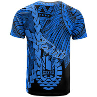 Tahiti Polynesian T Shirt Tribal Wave Tattoo Blue - Polynesian Pride