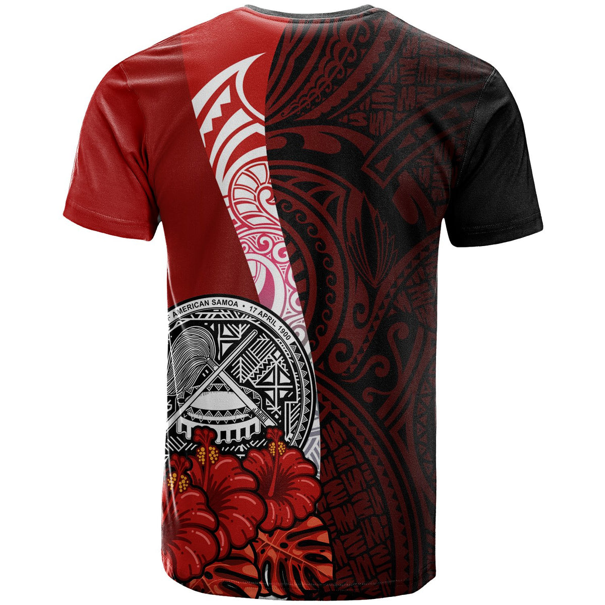 American Samoa Polynesian T Shirt Arm With Hibiscus - Polynesian Pride
