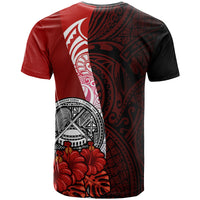 American Samoa Polynesian T Shirt Arm With Hibiscus - Polynesian Pride