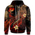 Hawaii Polynesian Zip up Hoodie Plumeria Flowers and Waves Unisex Red - Polynesian Pride