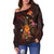 Papua New Guinea Polynesian Women's Off Shoulder Sweater - Legend of Papua New Guinea (Red) - Polynesian Pride