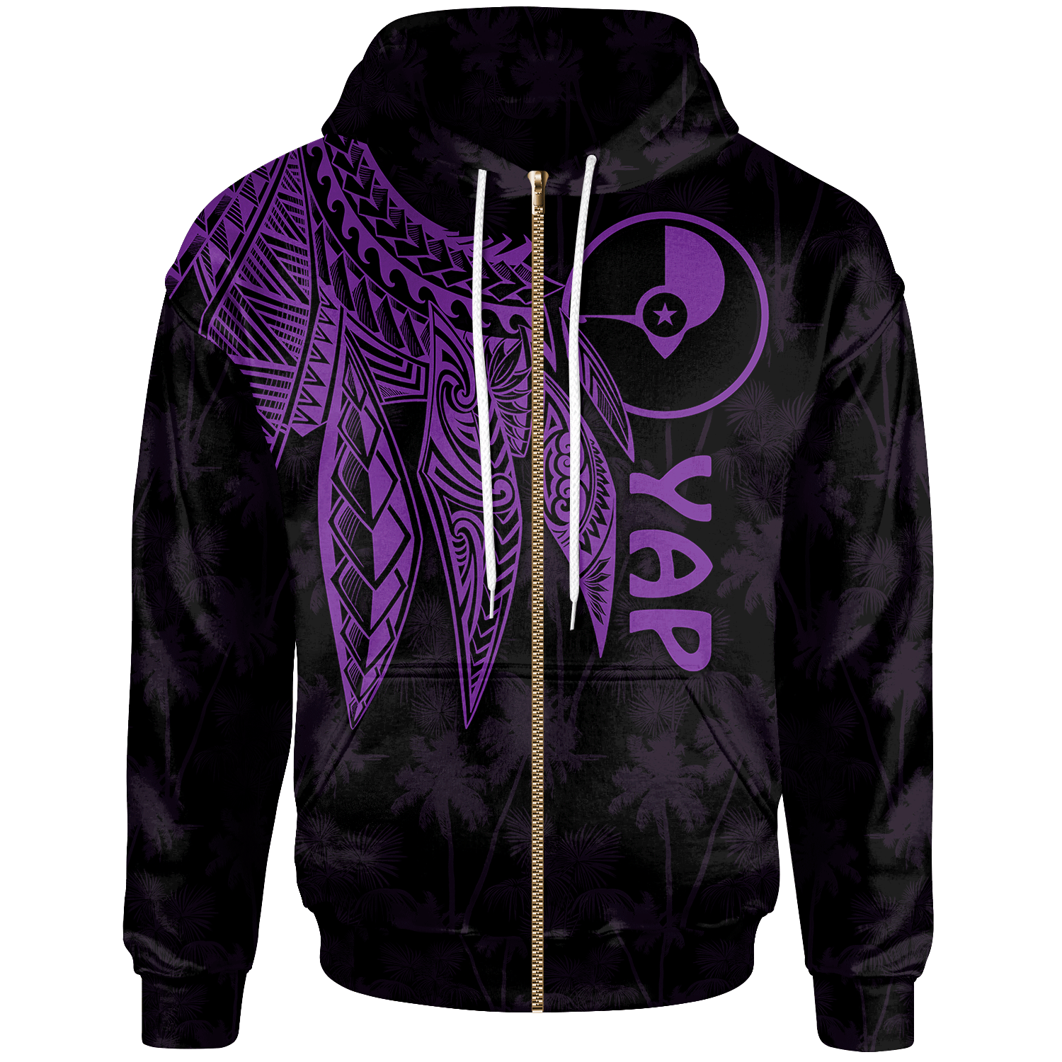 Yap Zip up Hoodie Polynesian Wings (Purple) Unisex Purple - Polynesian Pride