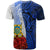 Tuvalu Polynesian T Shirt Coat of Arm With Hibiscus Blue - Polynesian Pride