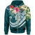 Fiji Polynesian Zip up Hoodie Summer Plumeria (Turquoise) Unisex Turquoise - Polynesian Pride