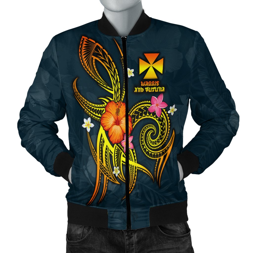 Wallis and Futuna Polynesian Men's Bomber Jacket - Legend of Wallis and Futuna (Blue) Blue - Polynesian Pride