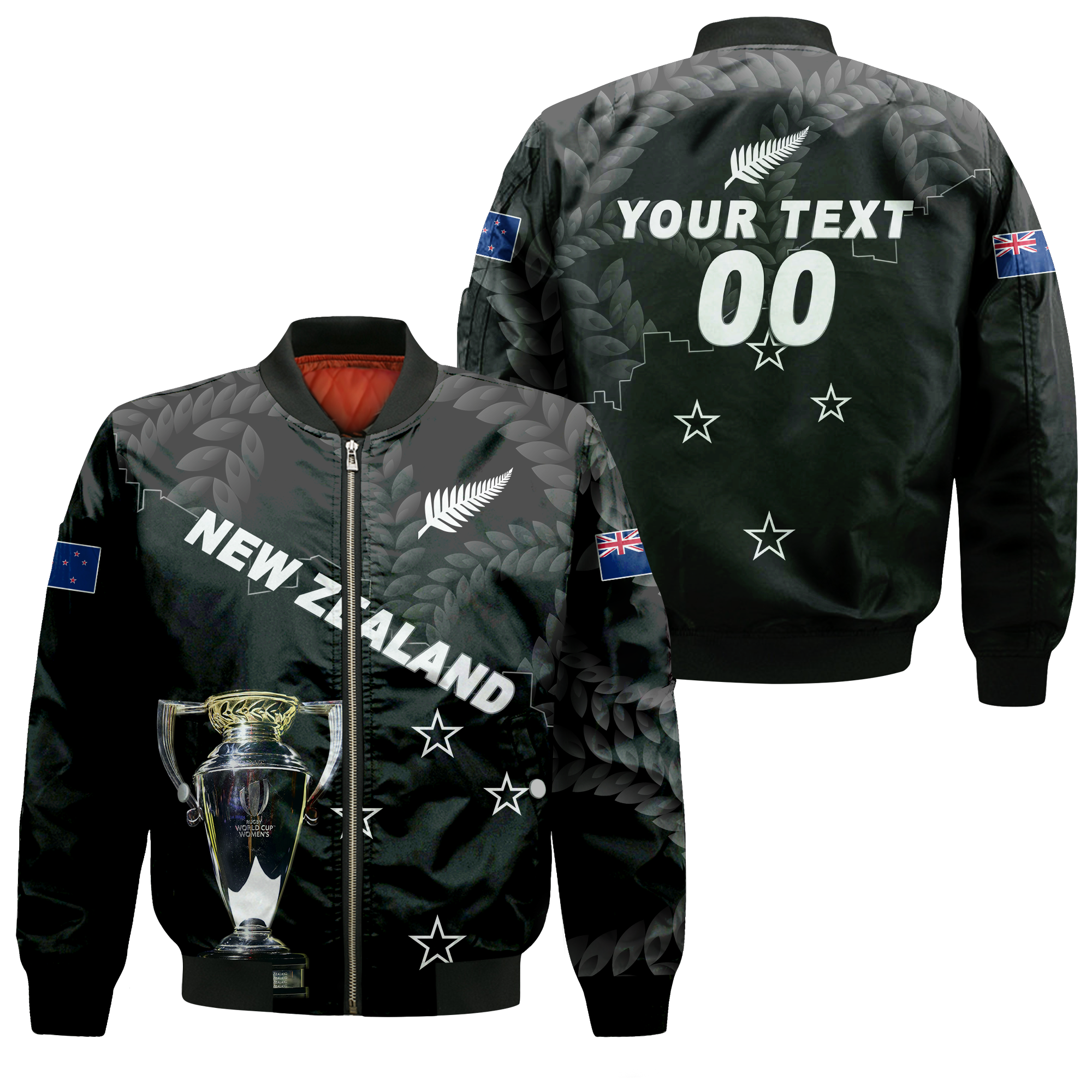 (Custom Personalised) New Zealand Champions Rugby 2022 Bomber Jacket - LT12 Bomber Jacket Black - Polynesian Pride