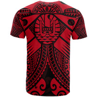 Tahiti T Shirt Red Seal with Polynesian Tattoo - Polynesian Pride