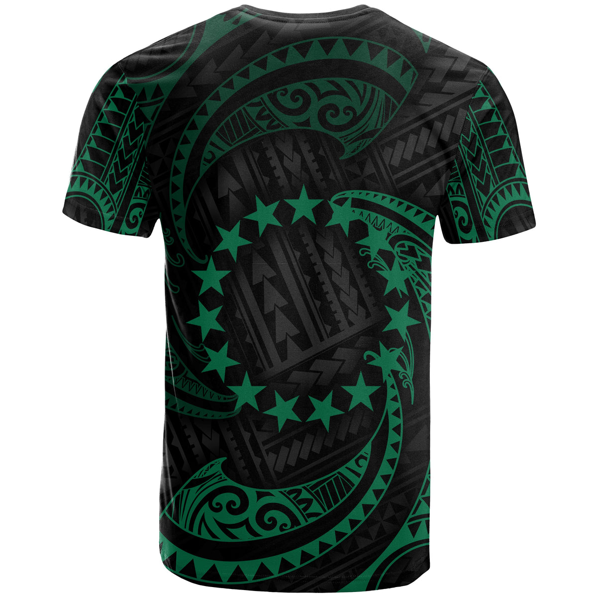 Cook Islands Polynesian Custom T Shirt Green Tribal Wave - Polynesian Pride