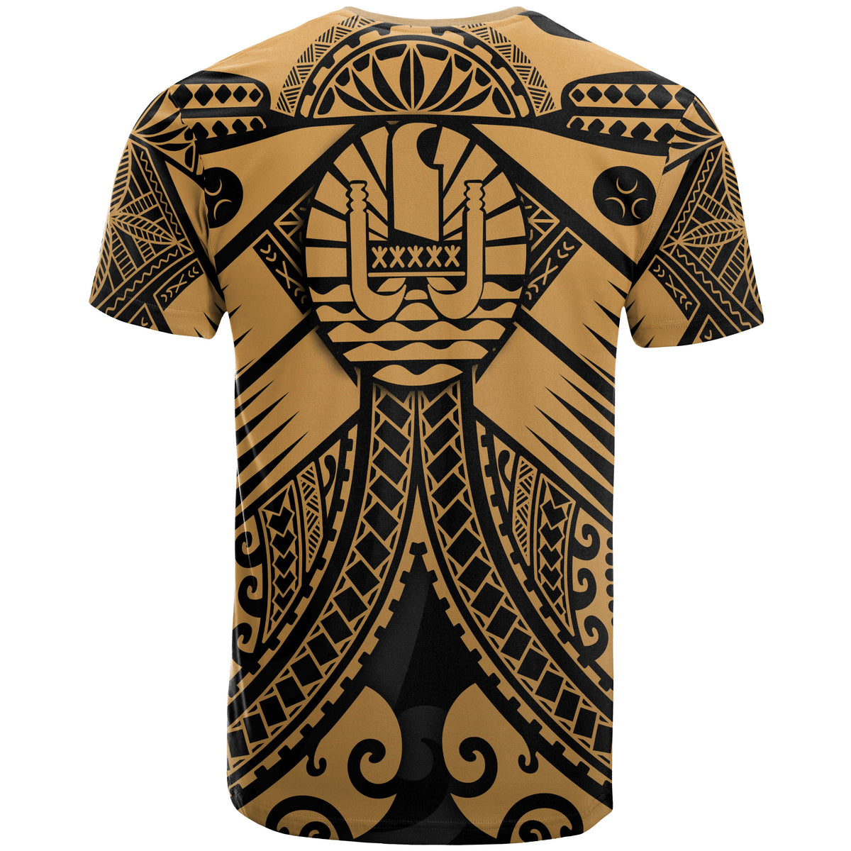 Tahiti T Shirt Gold Seal with Polynesian Tattoo - Polynesian Pride