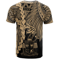 Fiji Polynesian T Shirt Tribal Wave Tattoo Gold - Polynesian Pride