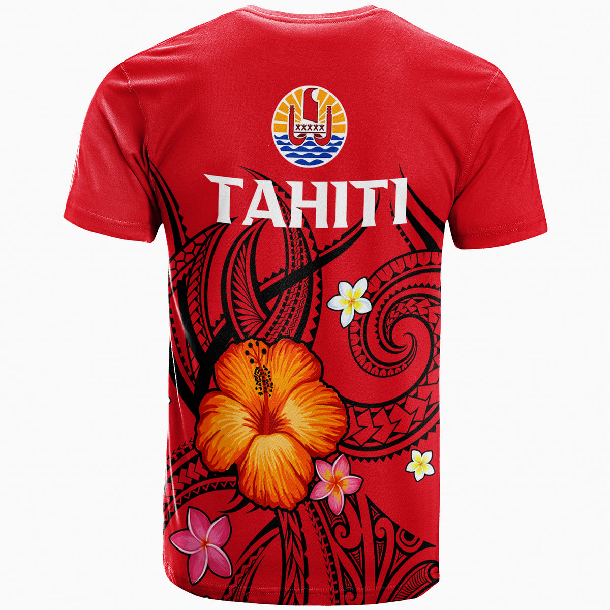 French Polynesia T Shirt Hibiscus With Tribal LT12 - Polynesian Pride
