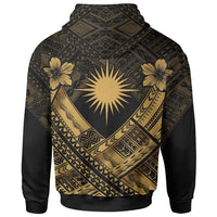Marshall Islands Polynesian Custom Hoodie Marshall Islands Gold Flag Camisole Hibiscus Style - Polynesian Pride