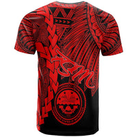 Chuuk Micronesia T Shirt Tribal Wave Tattoo Red - Polynesian Pride