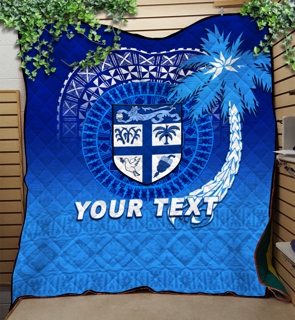 (Custom Personalised) Fiji Tapa Tribal Coconut Tree Quilt - LT12 Quilt Blue - Polynesian Pride