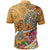 Polynesian Polo Shirt Turtle Plumeria Gold Color - Polynesian Pride