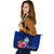 Guam Polynesian Custom Personalised Leather Tote Bag - Floral With Seal Blue - Polynesian Pride