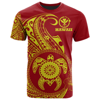 Hawaii Polynesian T Shirt Vintage Polynesian Turtle (Red) Unisex Red - Polynesian Pride