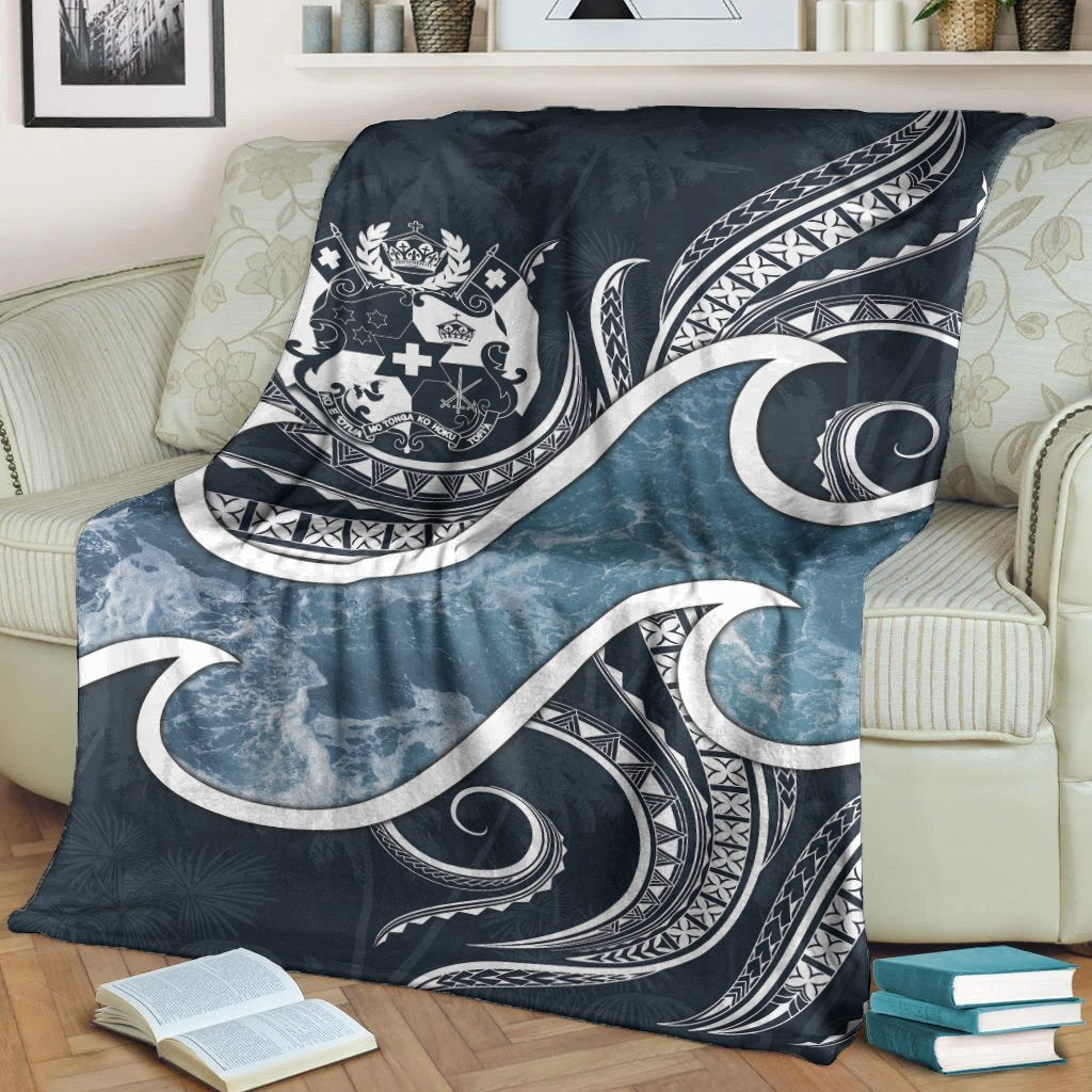 Tonga Polynesian Premium Blanket - Ocean Style White - Polynesian Pride