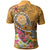 Tahiti Custom Polo Shirt Turtle Plumeria (Gold) - Polynesian Pride