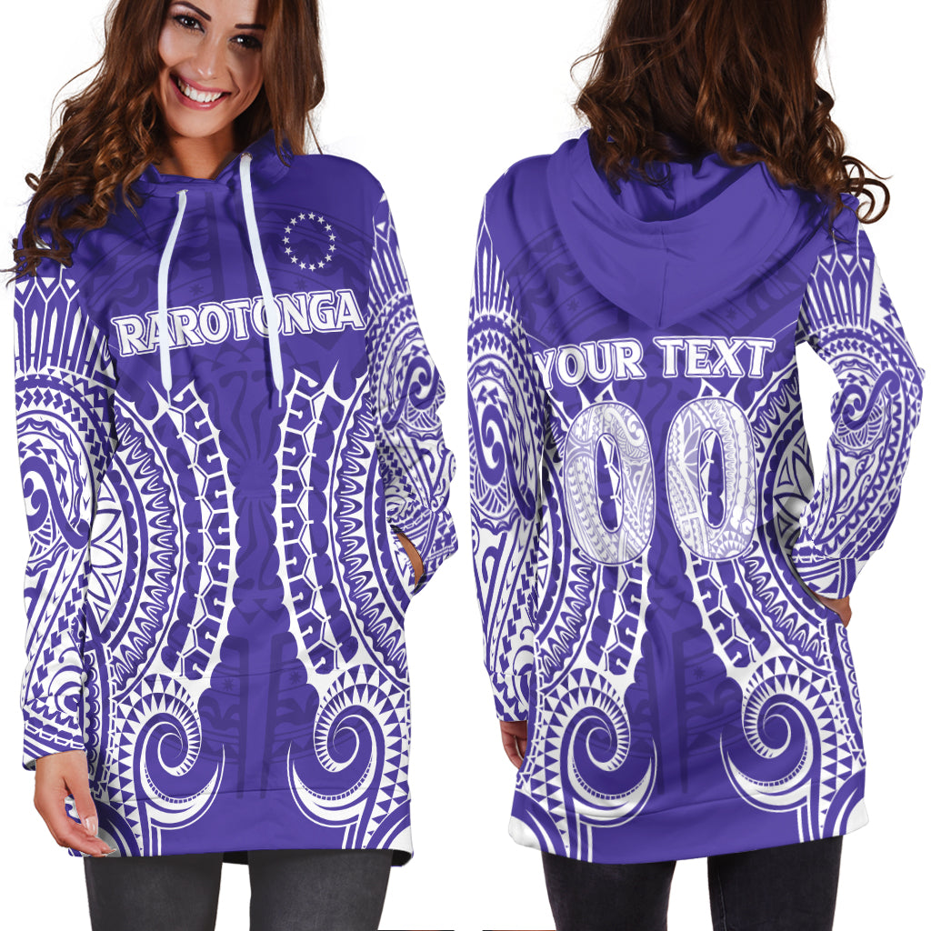 (Custom Personalised) Cook Islands Rarotonga Hoodie Dress - Purple Tribal Pattern - LT12 - Polynesian Pride