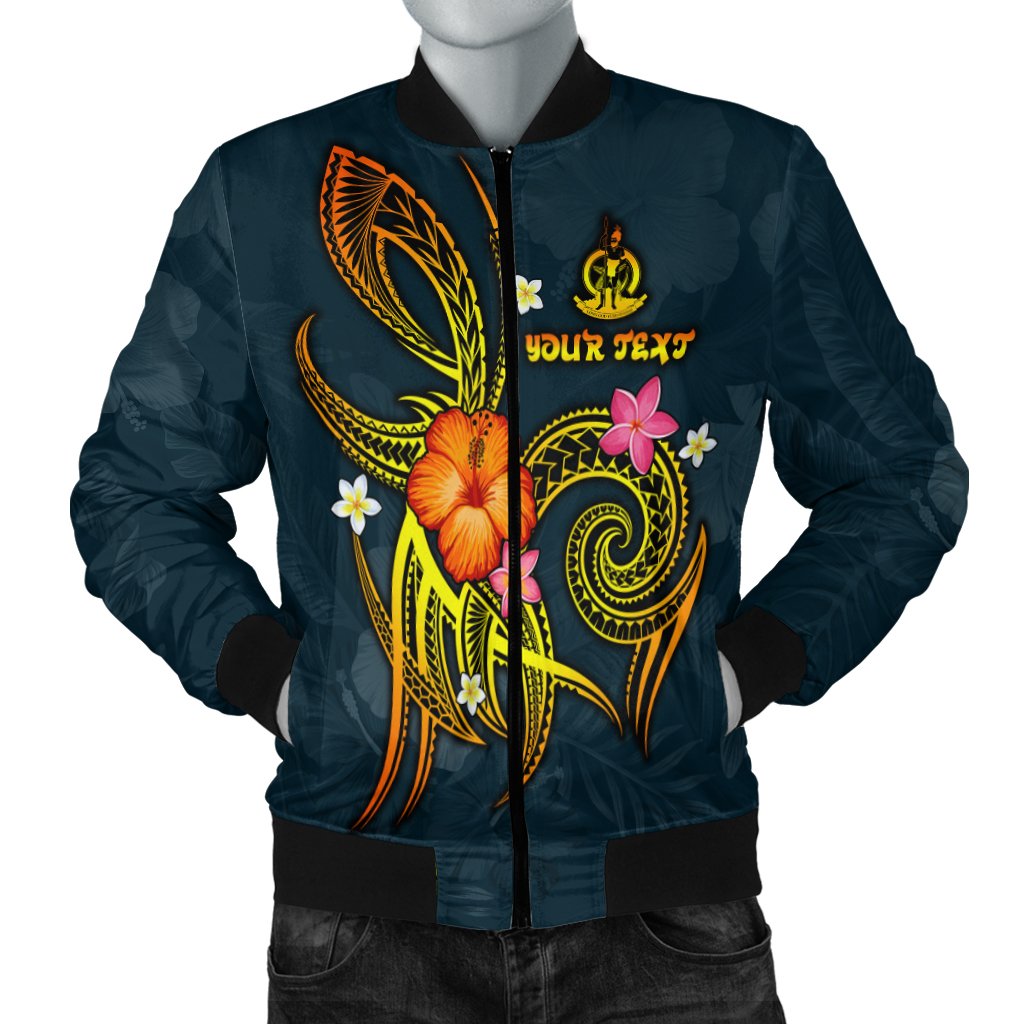 Vanuatu Polynesian Personalised Men's Bomber Jacket - Legend of Vanuatu (Blue) Blue - Polynesian Pride