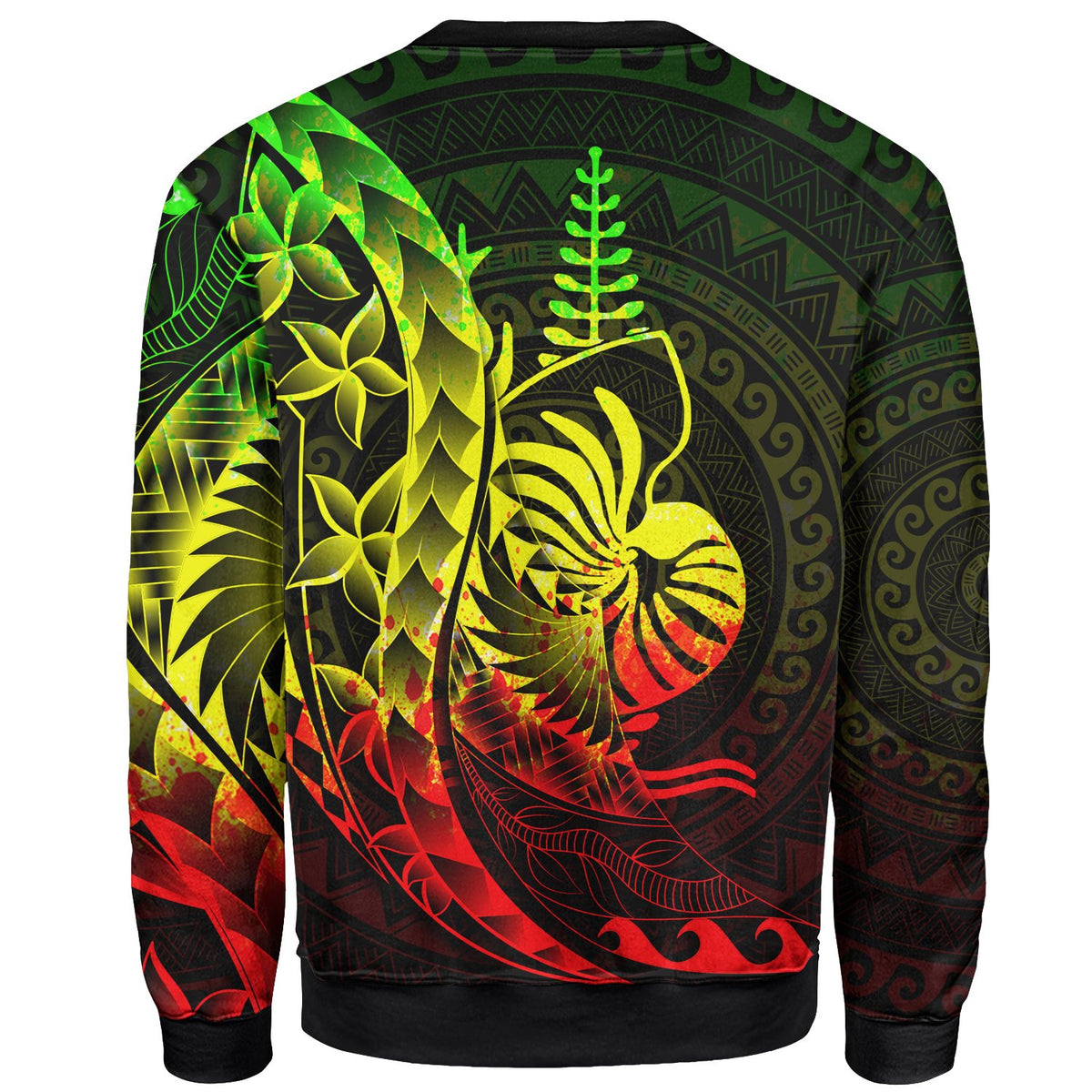 New Caledonia Sweatshirt - Custom Personalised Polynesian Pattern Style Reggae Color - Polynesian Pride