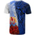 Tahiti Polynesian T Shirt Coat of Arm With Hibiscus Blue - Polynesian Pride