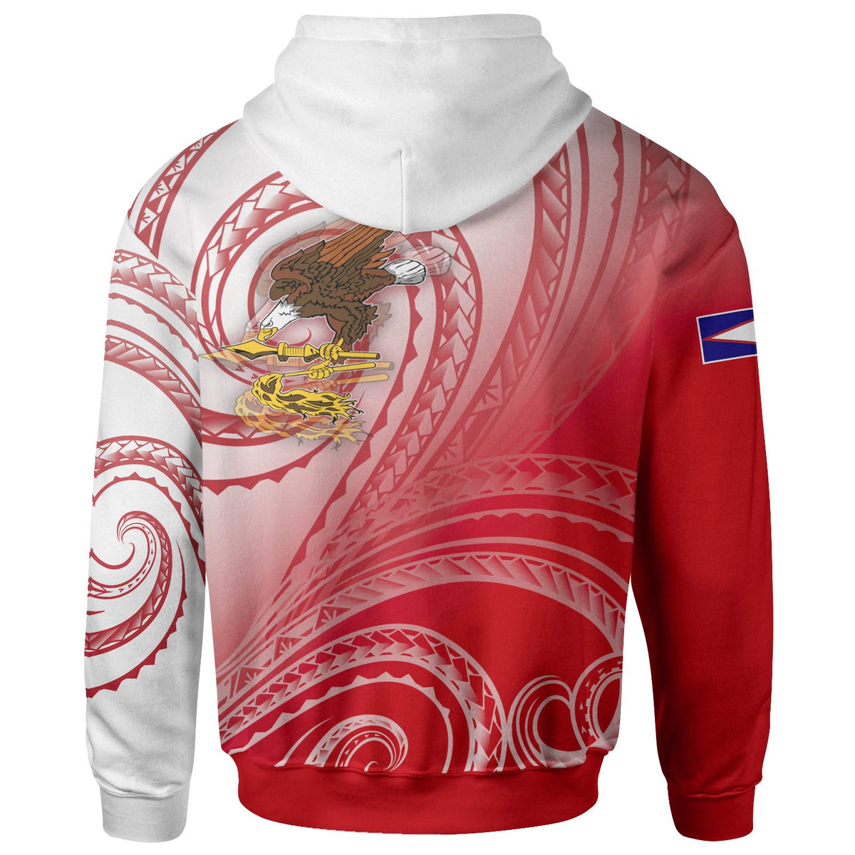 American Samoa Polynesian Hoodie Bald Eagle (Red) - Polynesian Pride