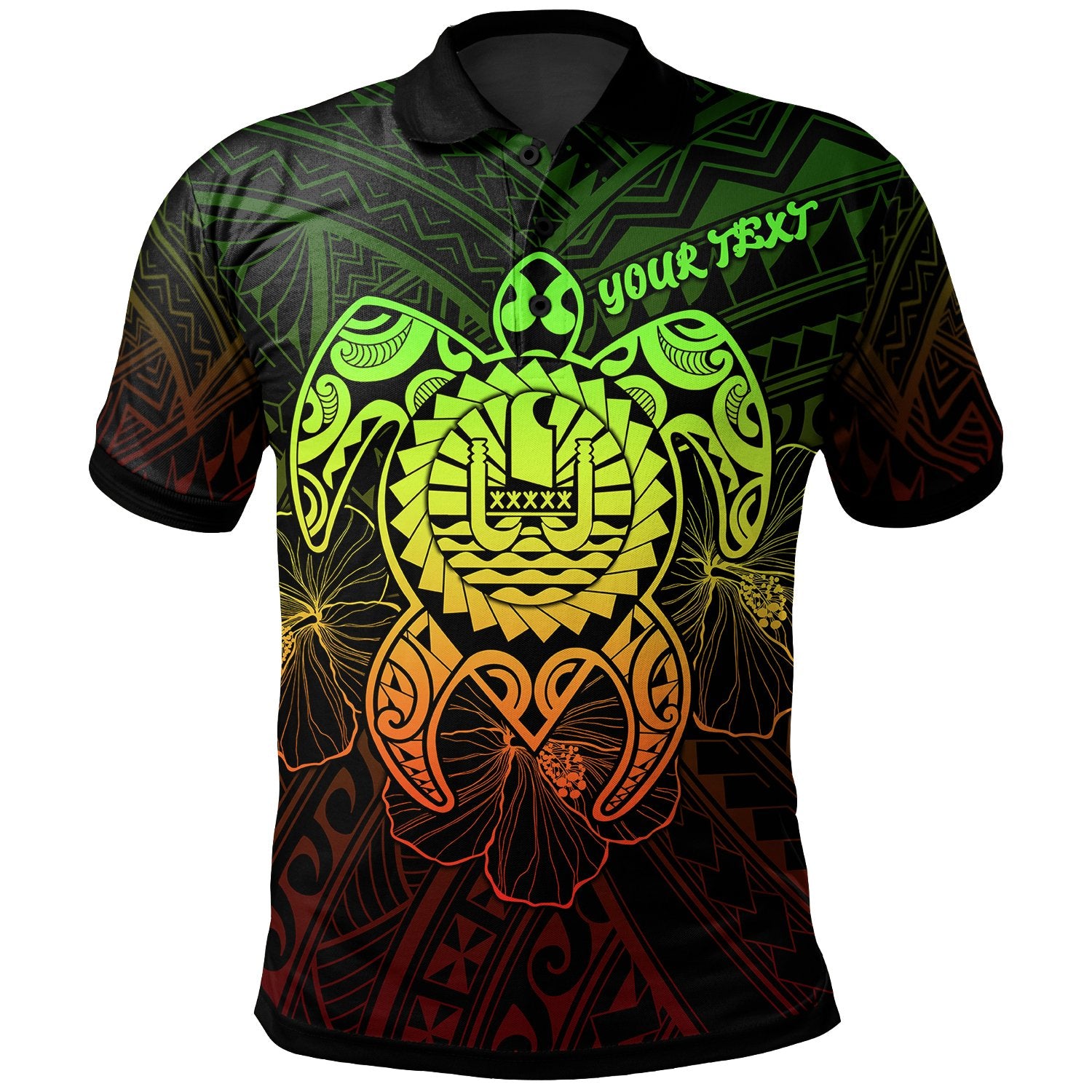 Tahiti Polynesian Custom Polo Shirt Vintage Polynesian Turtle (Reggae) Unisex Reggae - Polynesian Pride