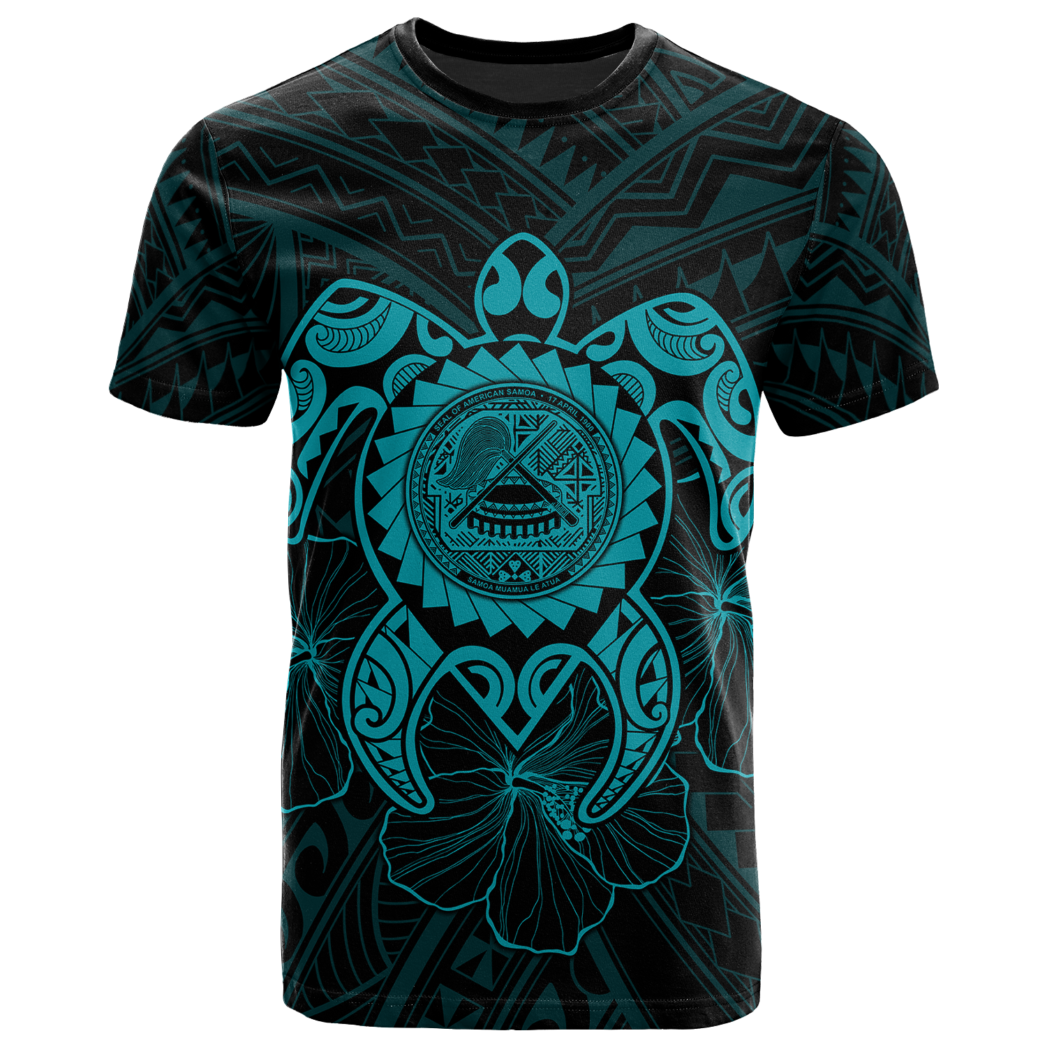 American Samoa Polynesian T Shirt Vintage Polynesian Turtle (Turquoise) Unisex Turquoise - Polynesian Pride