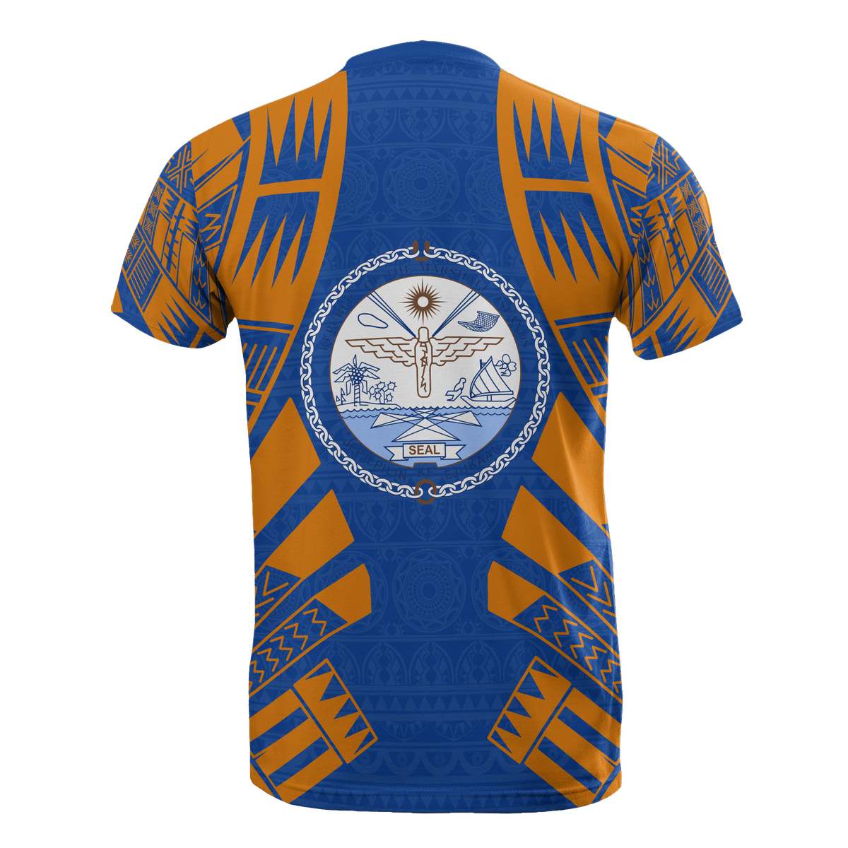 Marshall Islands T Shirt Marshall Islands Seal Polynesian Tattoo Blue Style - Polynesian Pride