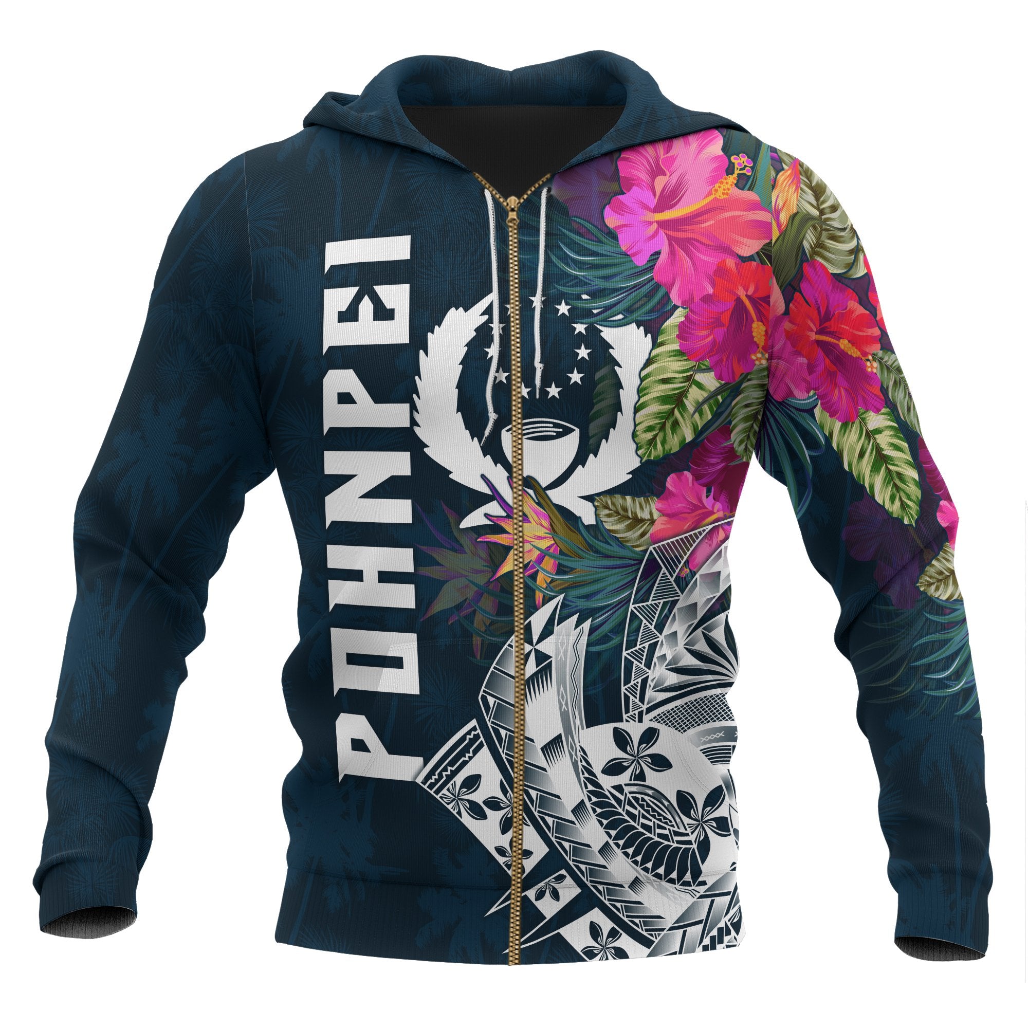 Pohnpei Zip up Hoodie Pohnpei Summer Vibes Unisex Blue - Polynesian Pride