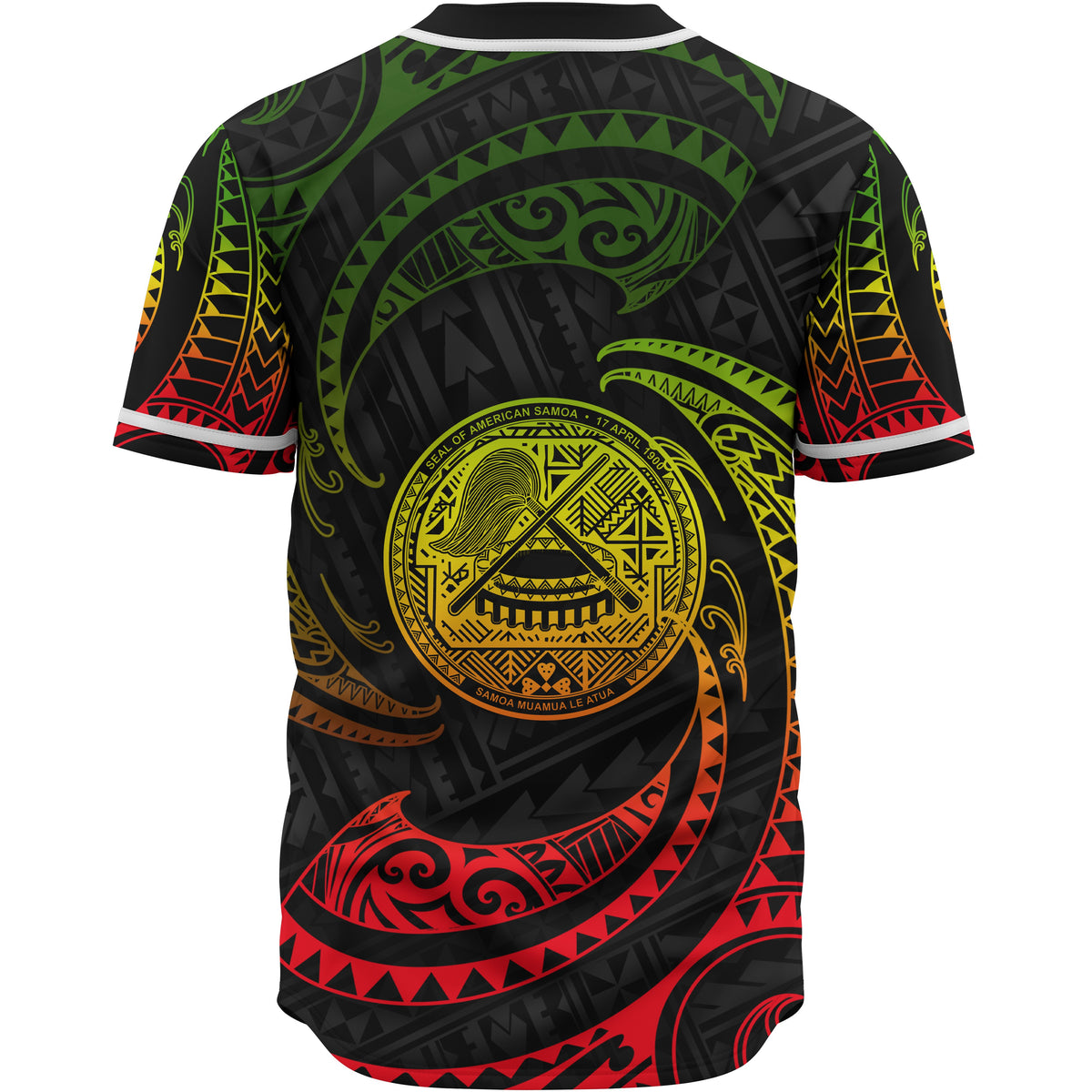 American Samoa Polynesian Custom Personalised Baseball Shirt - Reggae Tribal Wave - Polynesian Pride