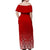 Tonga Off Shoulder Long Dress - Tongan Pattern Red - LT12 - Polynesian Pride