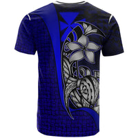 Wallis and Futuna Polynesian Custom T Shirt Blue Turtle with Hook - Polynesian Pride