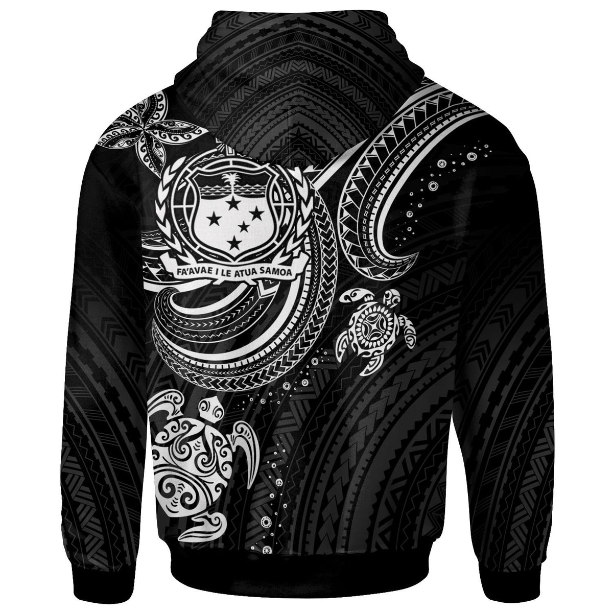 Samoa Custom Zip up Hoodie White Turtle - Polynesian Pride