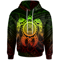 American Samoa Polynesian Hoodie Vintage Polynesian Turtle (Reggae) Unisex Reggae - Polynesian Pride